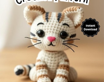 Crochet Cat Pattern PDF | Beginner Friendly Customizable Amigurumi Kitten | Poseable Legs, Nursery Decor, Gift Idea, Instant Download