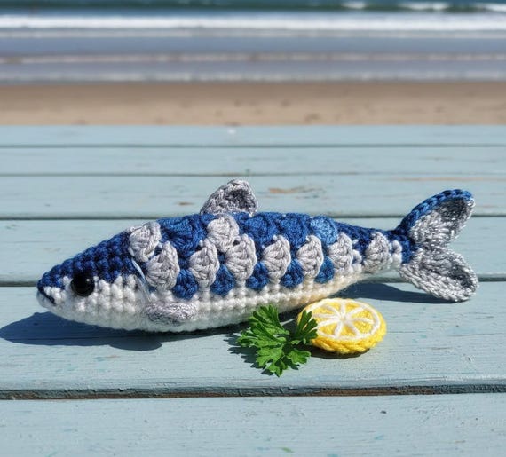 Crochet Sardine Pattern, Amigurumi Fish Pattern, Realistic Sardine and Lemon Slice PDF, Mediterranean Seafood Crochet, Fish Food Toy Pattern