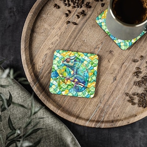 Colorful Chameleon Coasters, Reptile Drink Coasters, Animal Print Kitchen Decor, Set of 4, Housewarming Gift, Vibrant Coaster Set