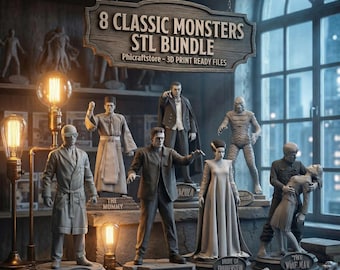 Klassieke Horror Monsters STL-bundel | 8 wezenfiguren in 1 | Installatiehandleidingen inbegrepen