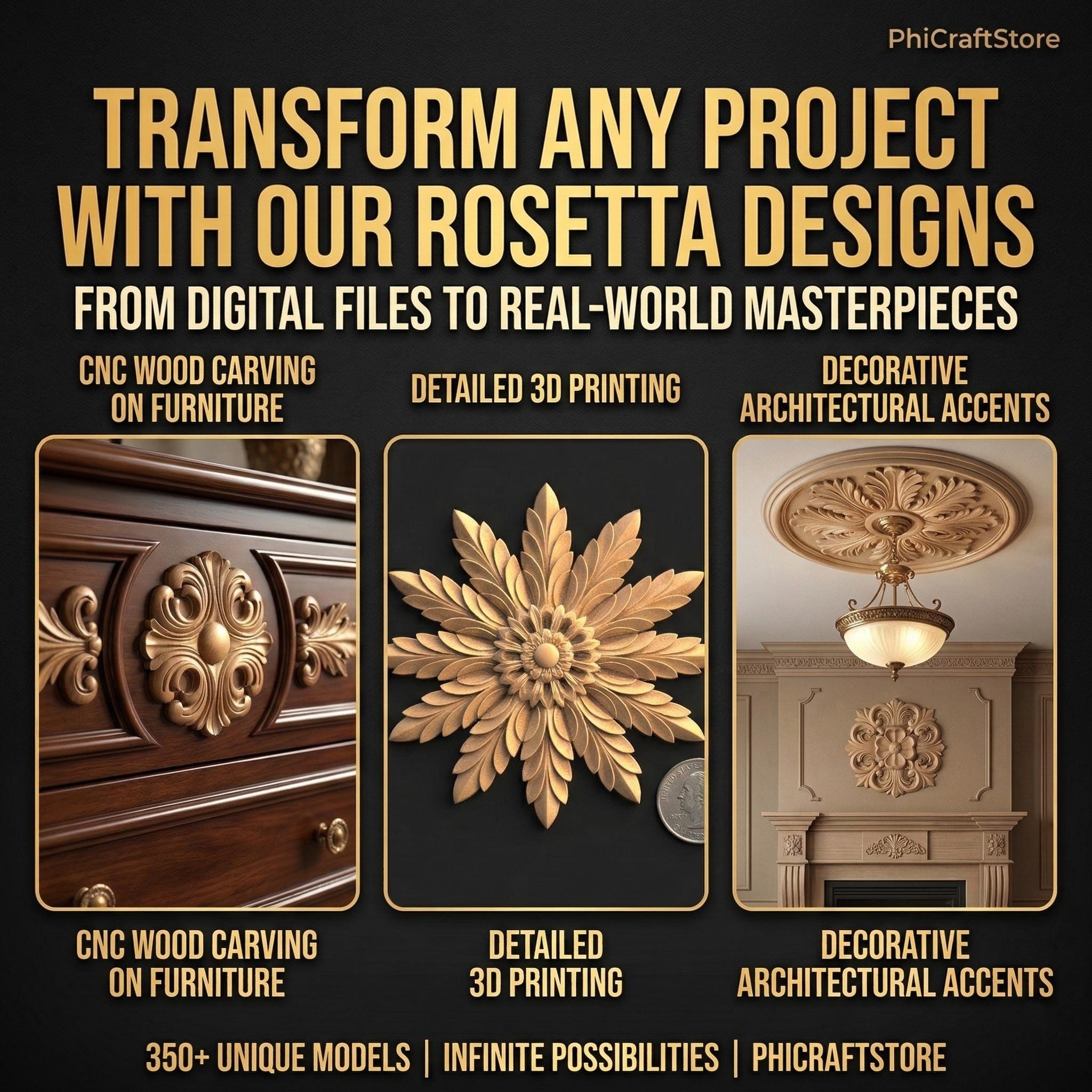 Rossetta Design Rosette CNC STL Designs Bundle | 350+ Models Mega Library | 3D Print ...