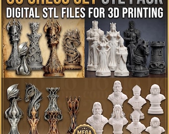 Chess Sets STL Pack | 35+ Set of 3D Print Custom Pieces | Tabletop Board Games