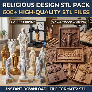 Religious STL Models Pack | 600+ Christian 3D Files for CNC Router & 3D Printing