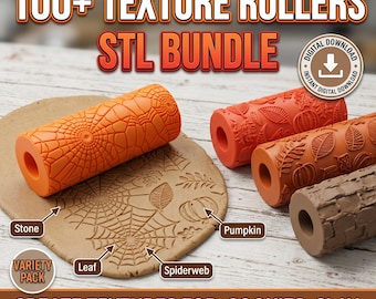 Textuurrollen STL-bundelpakket | 100+ polymeerklei, aardewerkfondant, bakken, kleistempel, keramiek