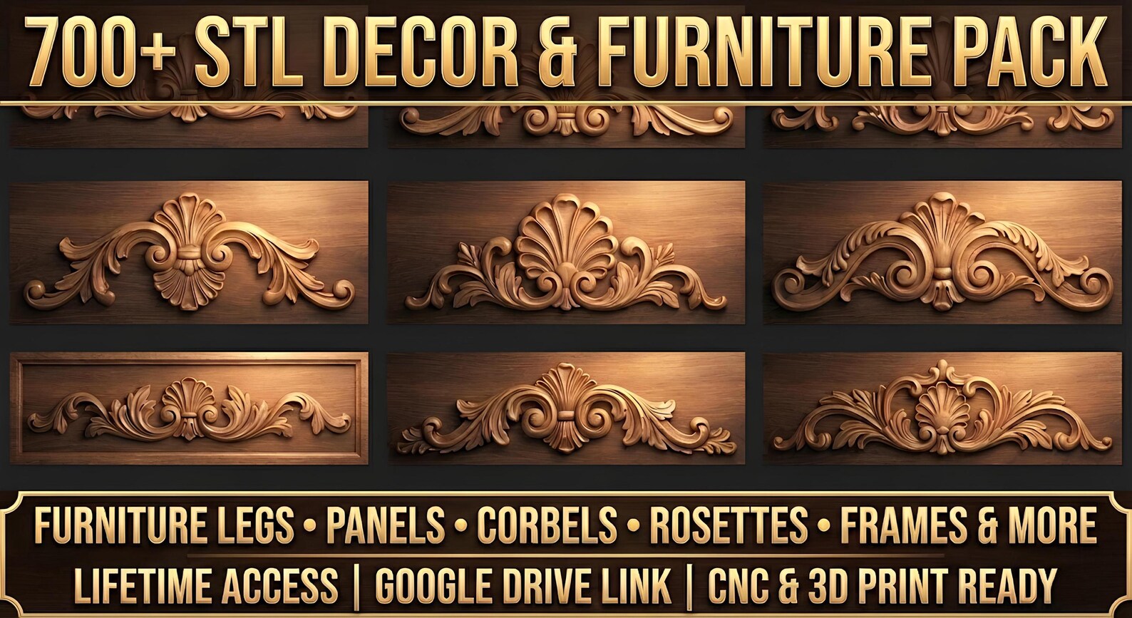Furniture & Decor 700+ STL-3MF Bundle | CNC Router Files | Wood Carving ...