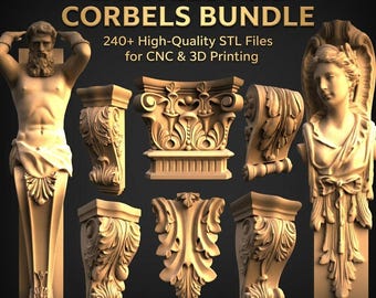 STL-bundel Architectural Capitals & Corbels | 240+ 3D-afdrukbare, CNC-reliëfbestanden voor houtbewerkingsdecor