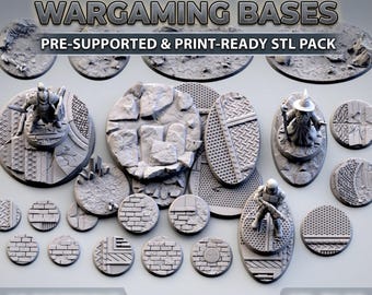 Wargaming-bases STL-pakket | 20 thematische miniatuurbases voor DND-tafelblad-RPG, vooraf ondersteund