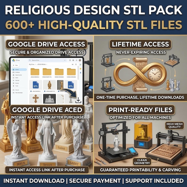 Religious STL Models Pack | 600+ Christian 3D Files for CNC Router & 3D Printing image 2