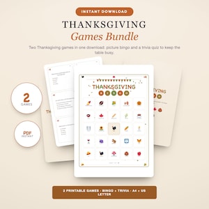 Thanksgiving Game Pack: Bingo and Trivia - Family Holiday Fun