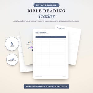 Bible Reading Tracker: Daily Scripture Log and Reflection Pages