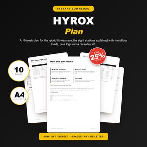 HYROX Training Plan (12 Weeks, Running & Station Workouts, Printable PDF)