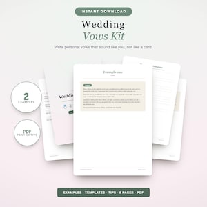 Wedding Vows Writing Kit, Templates and Prompts (Printable PDF)