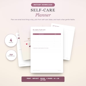 Weekly Self-Care Planner - Simple Habit Tracker and Wellness Checklist