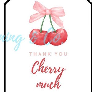 party favors, party tags, party, birthday, cherry on top, cherry birthday, cherry theme party, cherry party, cherries and bows, bow birthday