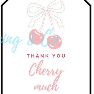 party favors, party tags, party, birthday, cherry on top, cherry birthday, cherry theme party, cherry party, cherries and bows, bow birthday