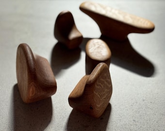 手彫り木製フック - オーガニック垂直、ホワイトオーク