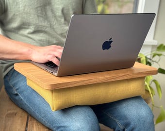 Handmade White Oak Lap Desk – Lightweight Padded Laptop Tray, Writing Surface | Gift for Mom, Dad, Student, Artist