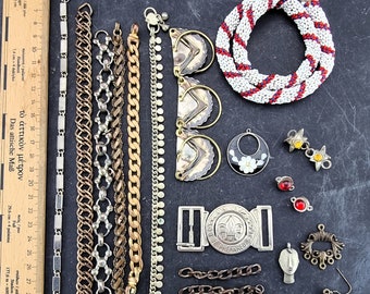 Lot of vintage chains connectors collectible Dutch metal - collection metal boho finds jewelry supply steampunk mixed media Beadsnbones