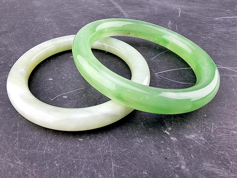 Vintage Jade Green Bangles – Thai Glass & Natural Stone Bracelet, Boho Stackable Jewelry, Travel Finds image 10