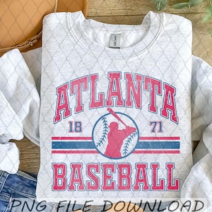 Atlanta Baseball Png, Atlanta baseball digital file, baseball Digital Download, Baseball png for tshirt AB02