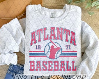 Atlanta Baseball Png, Atlanta baseball digital file, baseball Digital Download, Baseball png for tshirt AB02