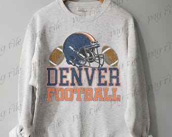 Denver fotboll png, fotboll PNG, fotboll PNG för tee, Denver png, matchdagsfotboll digital, vintage baseboll sublimering