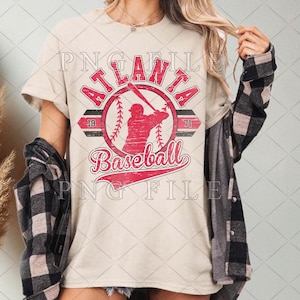 Atlanta Baseball Sublimation Png, Vintage Atlanta baseball png, Baseball Design, Retro Baseball Clipart, Vintage Baseball png