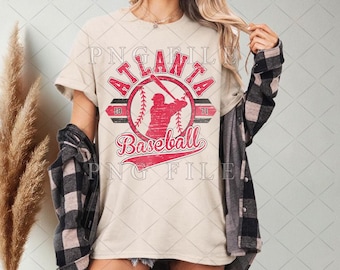 Atlanta Baseball Sublimation Png, Vintage Atlanta baseball png, Baseball Design, Retro Baseball Clipart, Vintage Baseball png