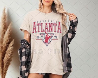 Vintage Atlanta Baseball Png, Atlanta baseball png, Game Day Digital Download, Baseball png for tshirt, Vintage Baseball Sublimation