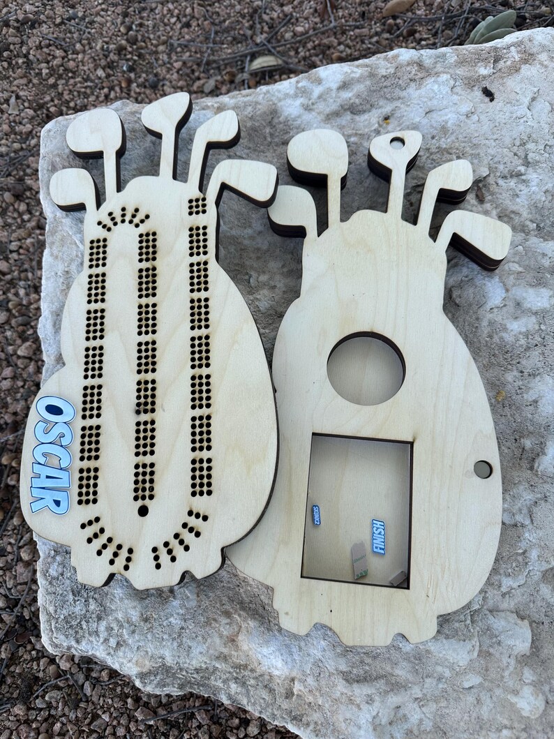 Benutzerdefinierte Cribbage Boards, Golfbag Cribbage Board, Ablagefach Bild 7