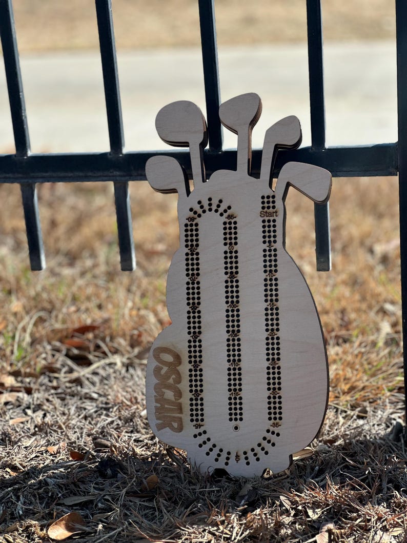 Benutzerdefinierte Cribbage Boards, Golfbag Cribbage Board, Ablagefach Bild 9