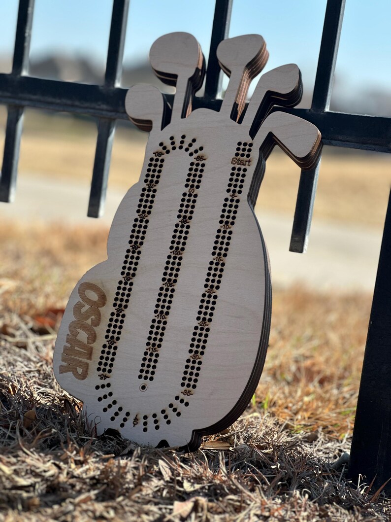 Benutzerdefinierte Cribbage Boards, Golfbag Cribbage Board, Ablagefach Bild 8