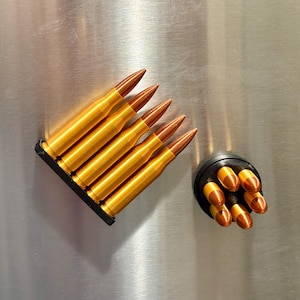 Tactical Bullet Fridge Magnets - Magnetic 3D Printed Tactical Ammo Decor - Gun Enthusiast Gift