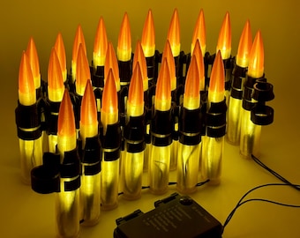 Guirnalda de luces con forma de cinturones de munición calibre 50 – Decoración navideña militar