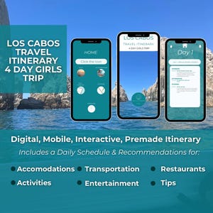 Los Cabos Travel Itinerary, 4 Day Girls Trip Itinerary, Digital Travel Itinerary, Mobile Itinerary, Trip Itinerary, Girls Trip, Travel Guide