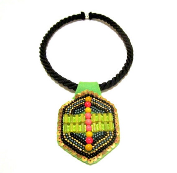 Mexican Beadwork Textile Handmade Necklace | Etsy