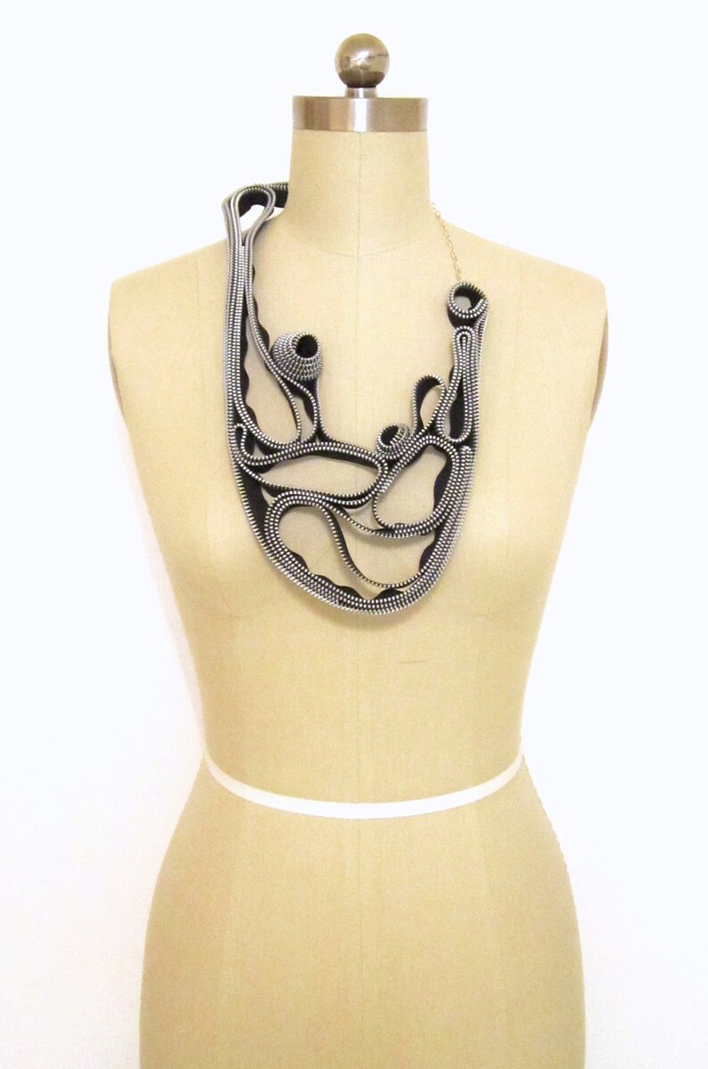 Navy zipper necklace Etsy