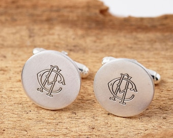 Silver Monogram Personalised Cufflinks, Hidden Message Cufflinks, Initial Cufflinks, Groom Cufflinks, Custom Cufflinks, Birthday Cufflinks