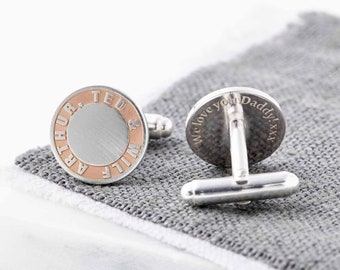 Rose Gold Silver Cufflinks, Custom Personalised Cufflinks, Initial Cufflinks, Gift for Him, 18ct Cufflinks, Wedding Party, Birthday Gift