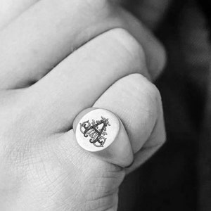 Personalised Sterling Silver Initial Signet Ring - heavyweight solid silver signet ring engraved with a single decorative initial