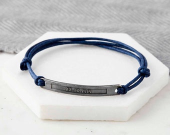 Date Hidden Message Custom Bracelet, Personalised Bracelet, Roman Numerals, Mens Gift, Gift for Him, Birthday Gift, Anniversary Gift