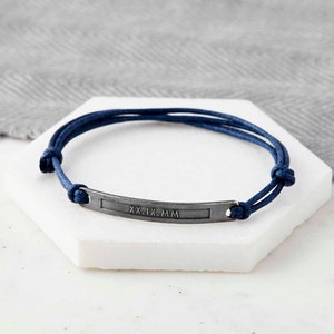 Date Hidden Message Custom Bracelet, Personalised Bracelet, Roman Numerals, Mens Gift, Gift for Him, Birthday Gift, Anniversary Gift