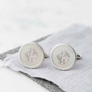 Silver Personalised Monogram Cufflinks, Engraved Cufflinks, Custom Cufflinks, Groom Cufflinks, Wedding Cufflinks, Gift for Him, Anniversary