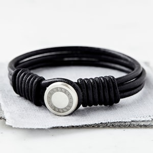 Silver & Leather Personalized Eternal Love Bracelet, Custom Mens Bracelet, Engraved Bracelet, Custom Bracelet, Mens Gift, Mens Leather