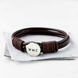 Engraved Mens Leather Bracelet Hidden Message – Bracelet for Him Personalized with Name, Initials, Words and Secret Message