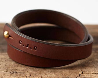 Leather Personalised Stamped Wrap Bracelet, Hand Stamped Bracelet, Leather Bracelet, Stamped Bracelet, Custom Leather Bracelet, Personalised