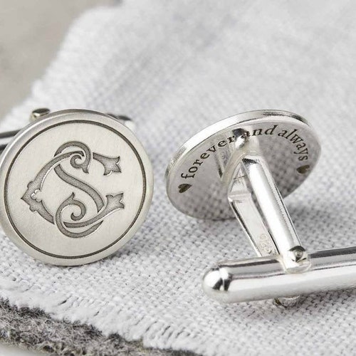 Personalised Sterling Silver Monogram Cufflinks Engraved - Etsy