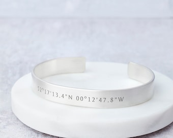 Personalised Solid Silver Coordinate Bangle with Hidden Message and British Hallmark