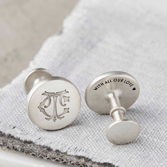 Sterling Silver Personalised Entwined Initial Cufflinks Solid Silver  Cufflinks Engraved With Two Initials, Entwined to Create a Monogram 