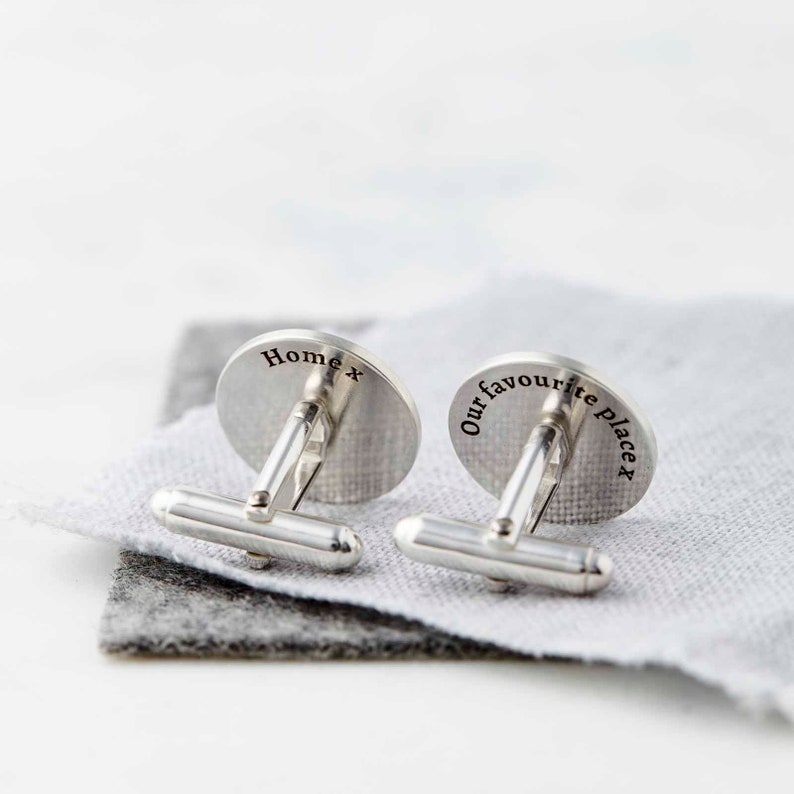 Silver Personalised Monogram Cufflinks, Engraved Cufflinks, Custom Cufflinks, Groom Cufflinks, Wedding Cufflinks, Gift for Him, Anniversary image 5